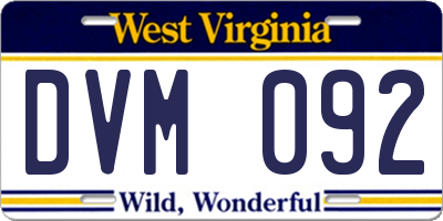 WV license plate DVM092