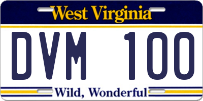 WV license plate DVM100