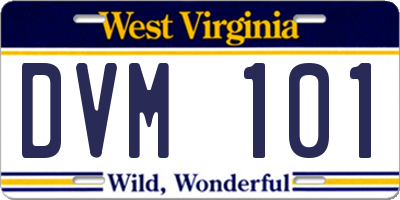 WV license plate DVM101