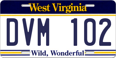WV license plate DVM102