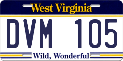 WV license plate DVM105