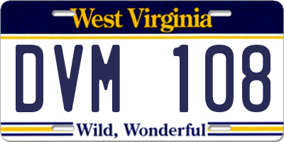 WV license plate DVM108