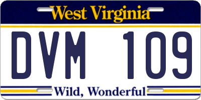 WV license plate DVM109