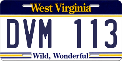 WV license plate DVM113