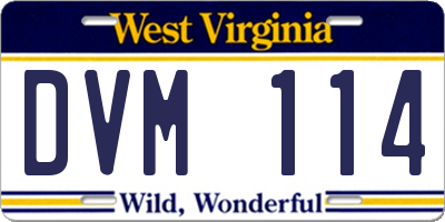 WV license plate DVM114