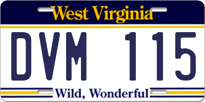 WV license plate DVM115
