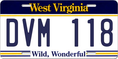WV license plate DVM118