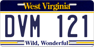 WV license plate DVM121