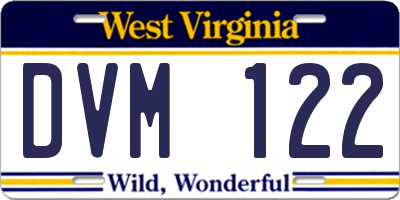 WV license plate DVM122