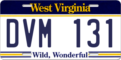 WV license plate DVM131