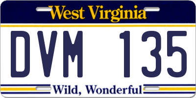 WV license plate DVM135