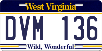 WV license plate DVM136