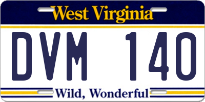 WV license plate DVM140