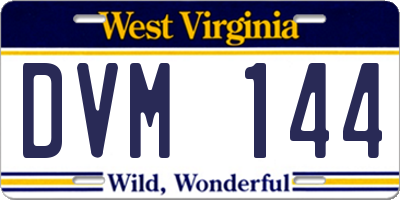 WV license plate DVM144
