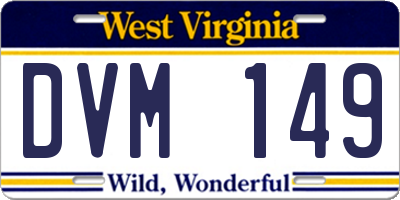 WV license plate DVM149