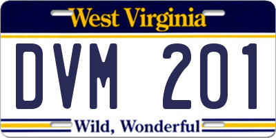 WV license plate DVM201