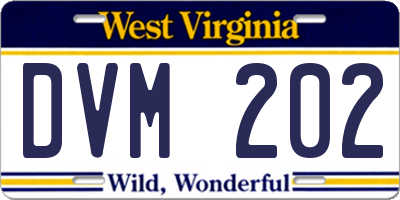WV license plate DVM202