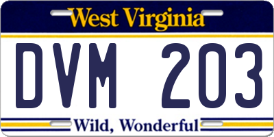 WV license plate DVM203