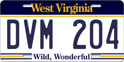 WV license plate DVM204