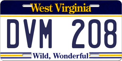 WV license plate DVM208
