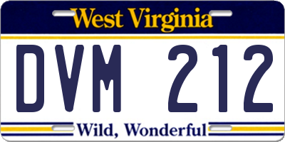 WV license plate DVM212
