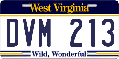 WV license plate DVM213