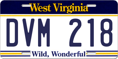 WV license plate DVM218