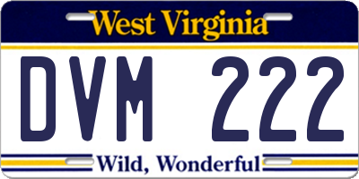 WV license plate DVM222