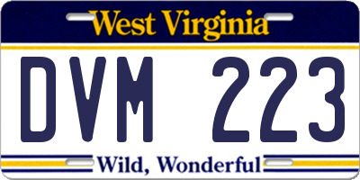 WV license plate DVM223