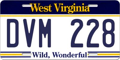 WV license plate DVM228