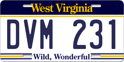 WV license plate DVM231