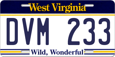 WV license plate DVM233