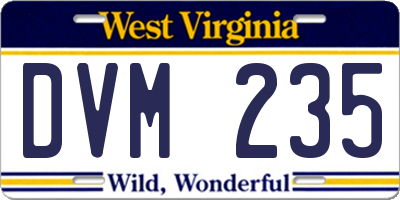 WV license plate DVM235