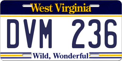 WV license plate DVM236