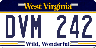 WV license plate DVM242