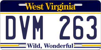 WV license plate DVM263
