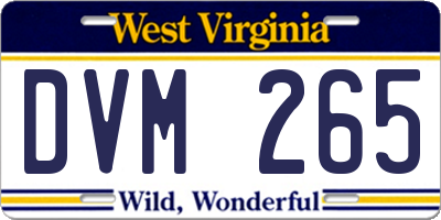 WV license plate DVM265