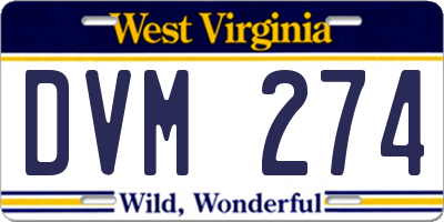 WV license plate DVM274