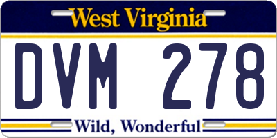 WV license plate DVM278