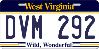WV license plate DVM292