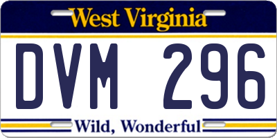 WV license plate DVM296