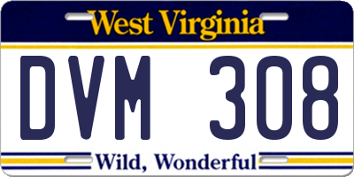 WV license plate DVM308