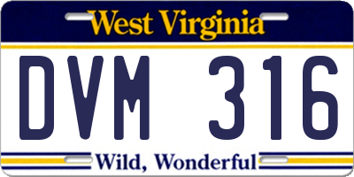 WV license plate DVM316