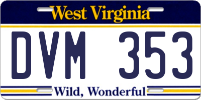 WV license plate DVM353
