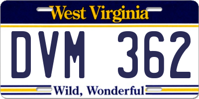 WV license plate DVM362