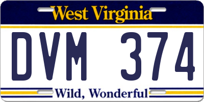 WV license plate DVM374