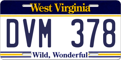 WV license plate DVM378