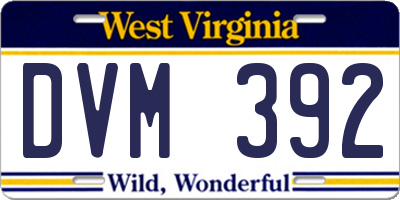 WV license plate DVM392