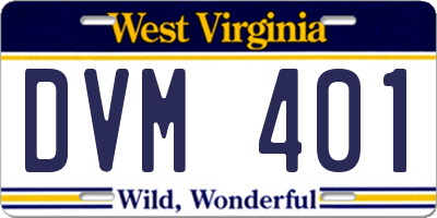 WV license plate DVM401