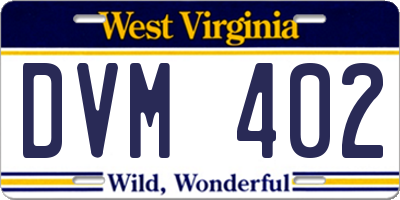 WV license plate DVM402